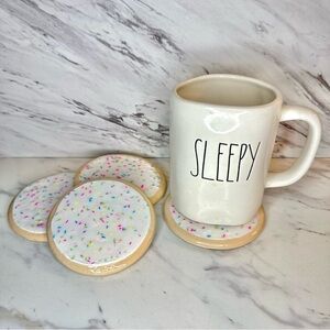 Sprinkled Sugar Cookie Clay Coasters Handmade – Set of 4